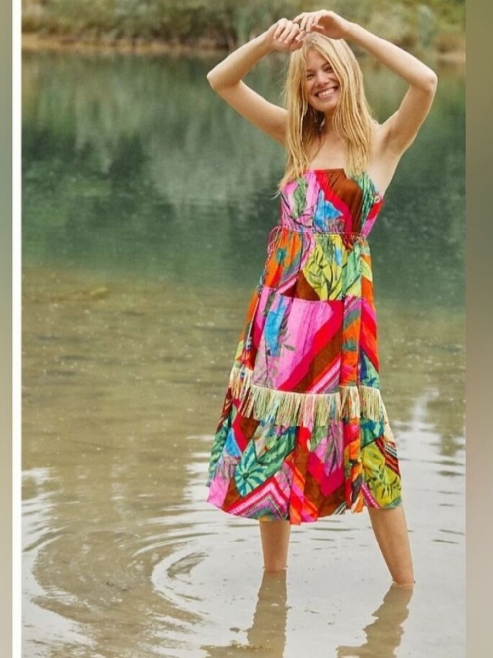 FARM Rio Tropical Fringe Multiprint Multicolor Dress